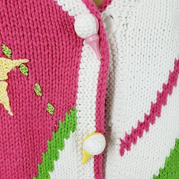 Handknits by Storybook Knits Cardigan Sweater Women's Size M Golf Theme - Picture 3 of 6